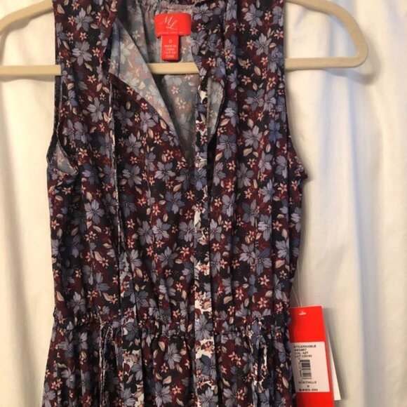 ML MONIQUE LHUILLIER Floral Print Maxi Sleeveless Dress 0 NWT Purple Multicolor - Picture 7 of 8